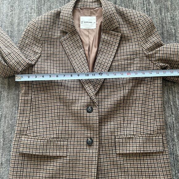 Everlane The Oversized Blazer in Camel Houndstooth, Wool Blend, Size 8 - Picture 8 of 11